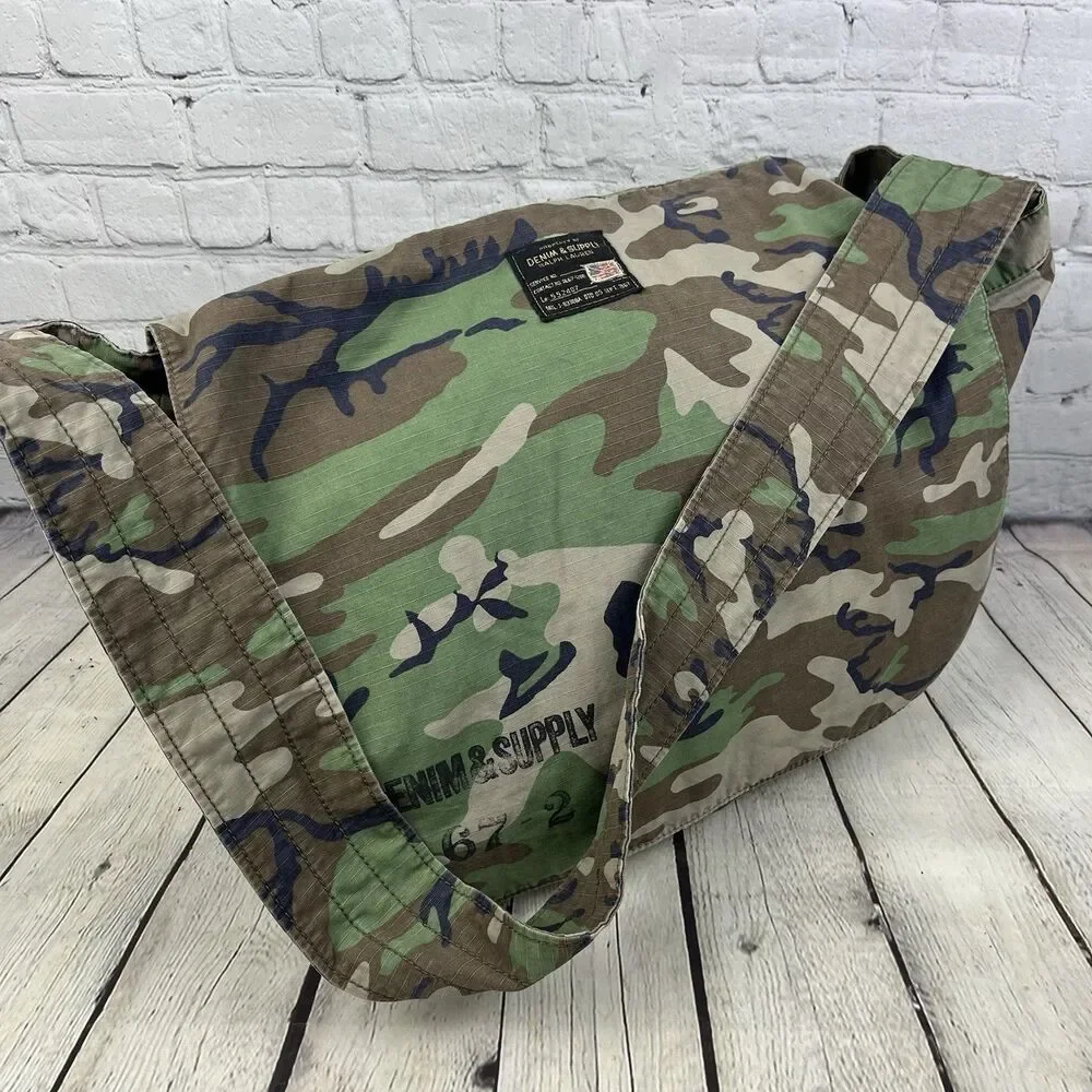 Ralph Lauren Denim & Supply Camo Canvas Military Tote Messenger Bag RipStop